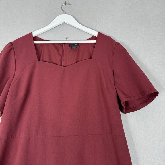 Halogen Womens Dress XXL Burgundy Midi Shift Cocktail Retro Modest Office Chic - Picture 2 of 12